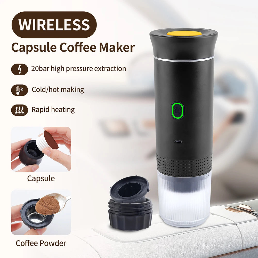 Obecilc Wireless Portable Espresso Coffee Machine 3-In-1 Capsule