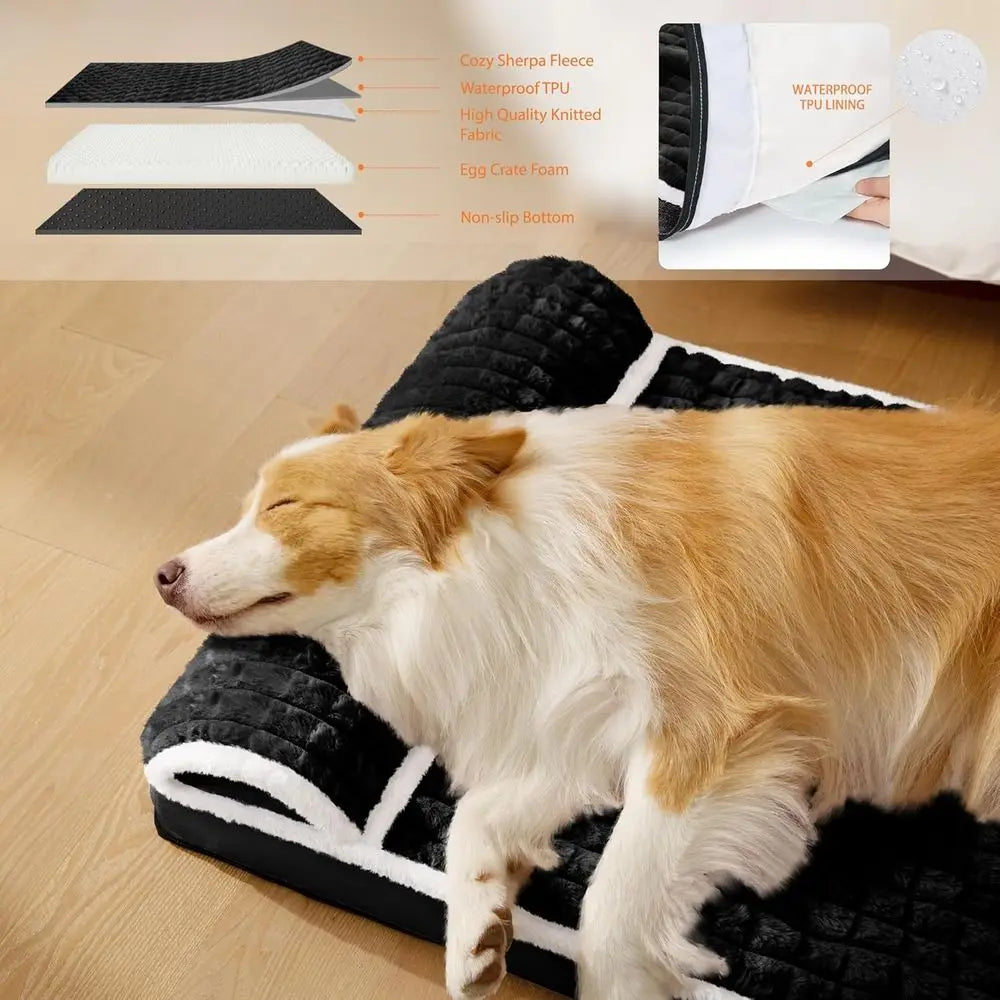 Orthopedic Dog Bed With Pillow And Waterproof Removable Washable Cover