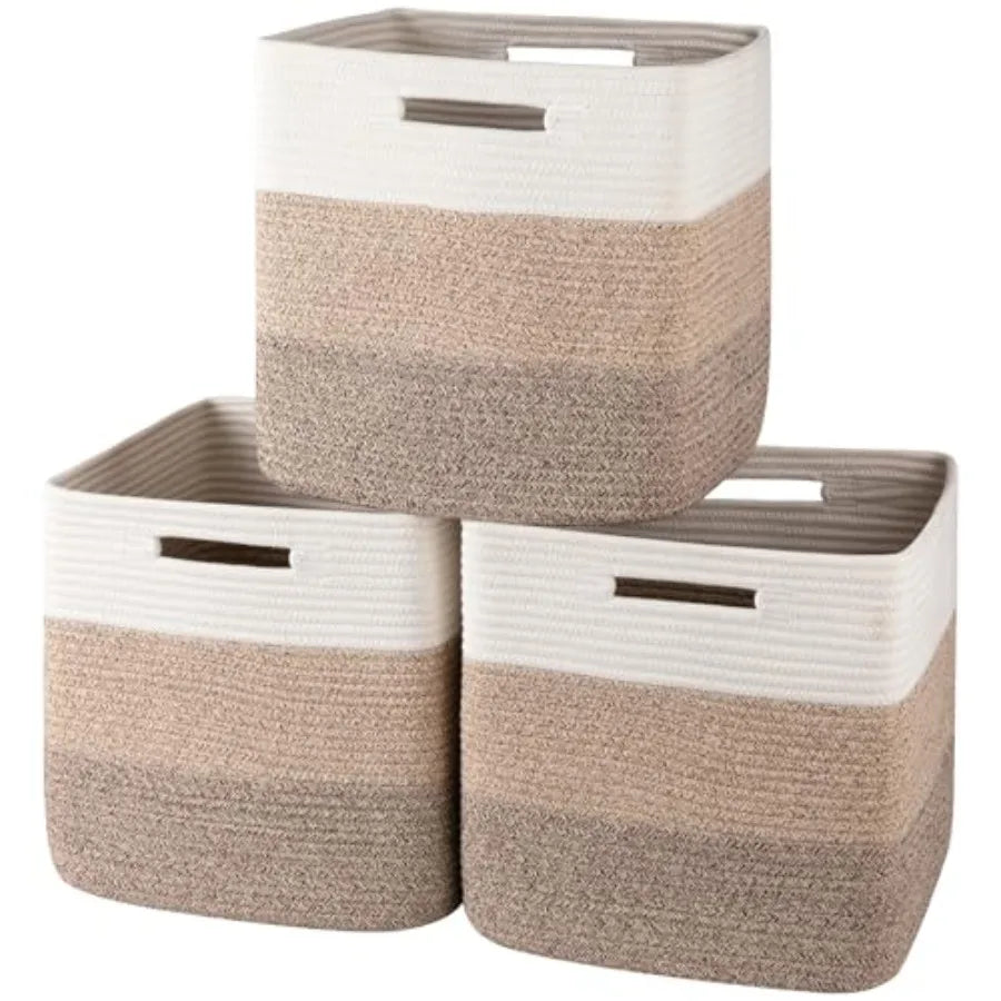 Cotton Rope Cube Storage Bins Set for Shelves Nursery