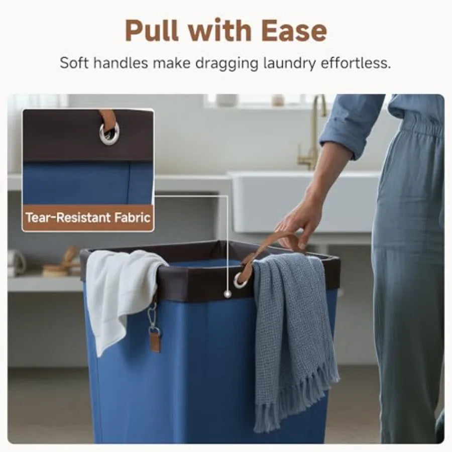 Laundry Basket With Wheels Rolling Hamper For Home Dorm Closet