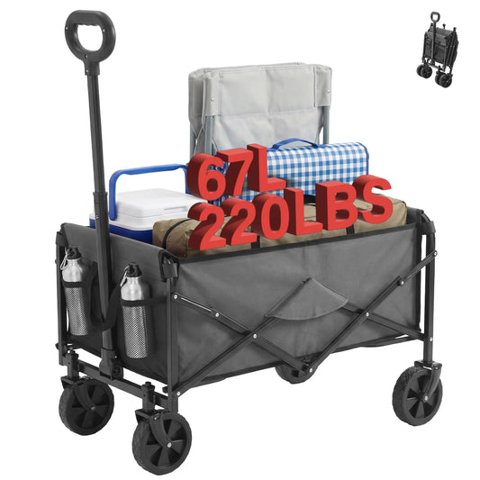 JHK Heavy Duty Collapsible Wagon Cart With Wheels 220Lb Capacity