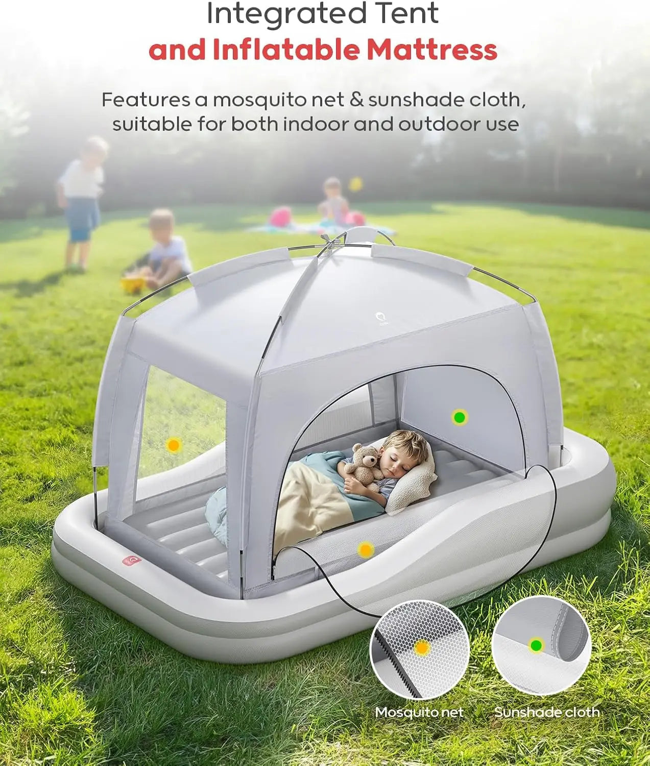 Inflatable Toddler Travel Bed With Tent For Camping And Home