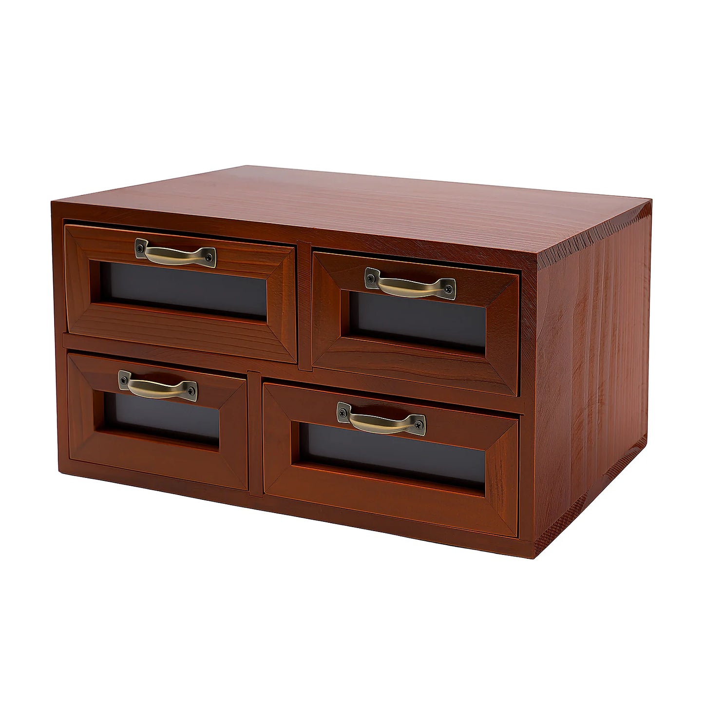 Bymaocar 4 Drawer Retro Desktop Organizer Wood Storage Box