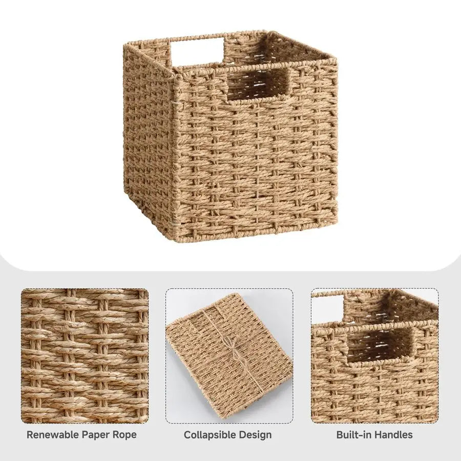 XMSJ Wicker Storage Cubes Handwoven Baskets Paper Rope