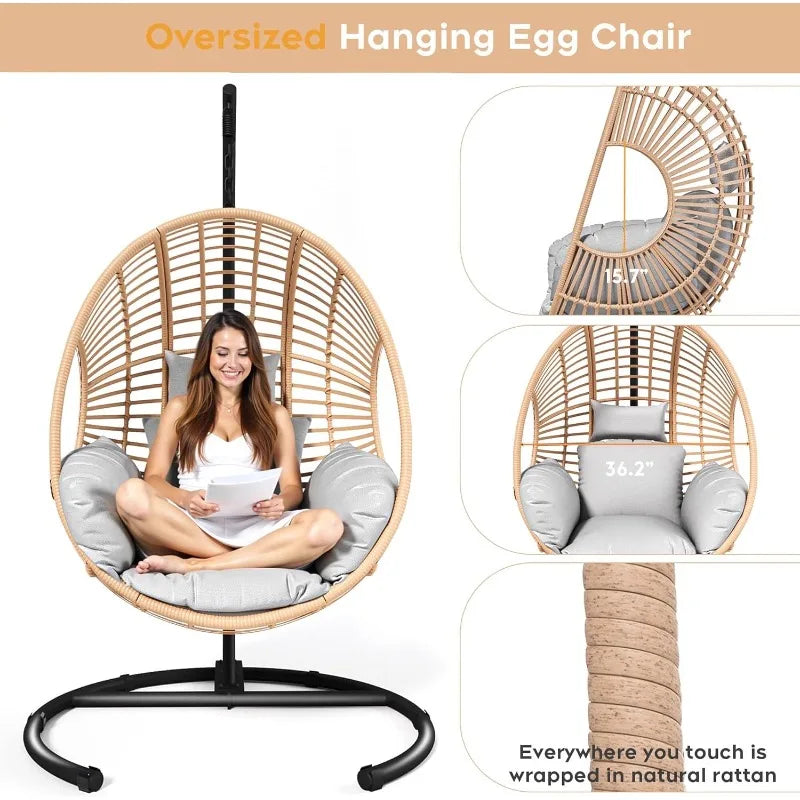 Hanging Egg Chair With Stand Outdoor Swing All Weather Wicker