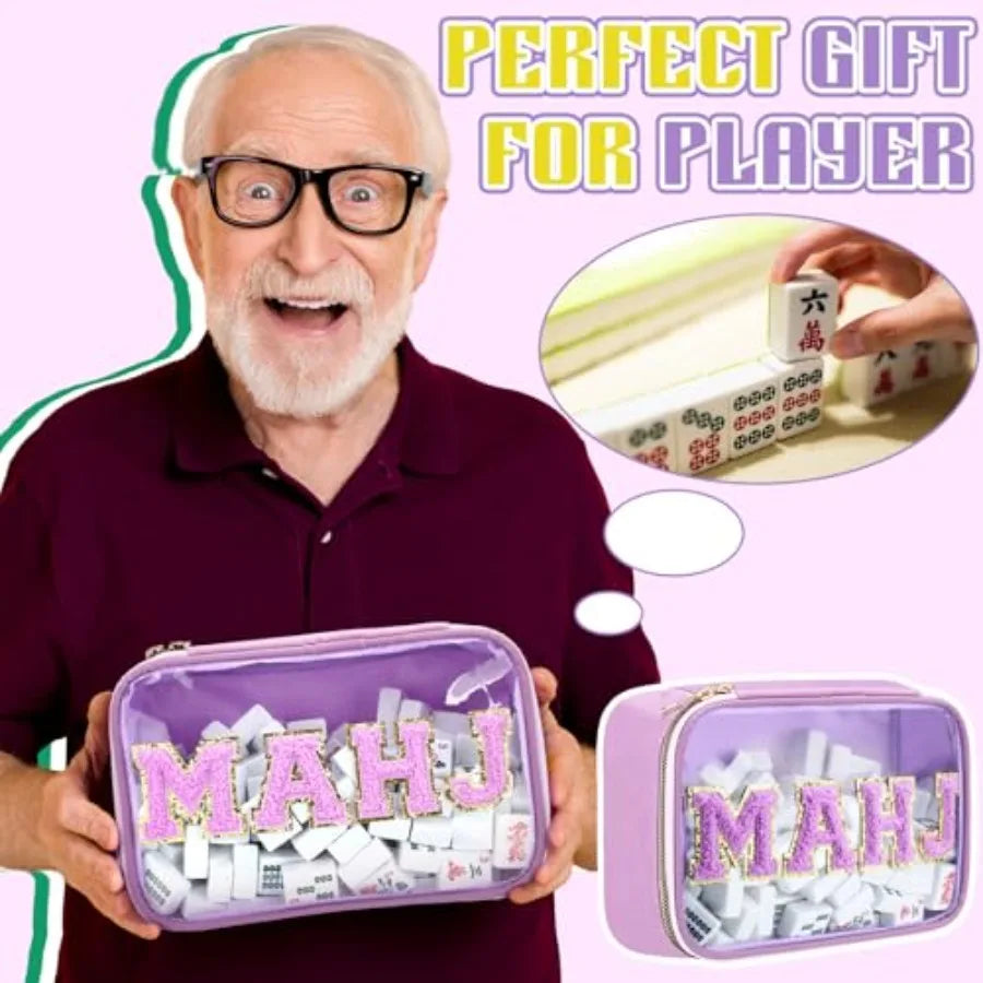 PVC Mahjong Tile Storage Bag With Zippered Case For Games