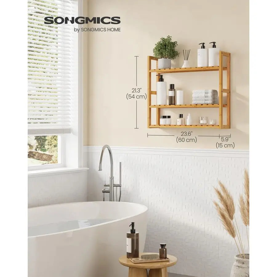 Bamboo 3 Tier Adjustable Plant Rack Wall Mount or Stand