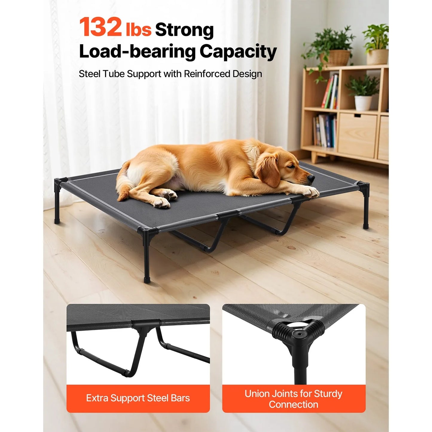 Portable Raised Dog Bed With Sturdy Metal Frame For Pets