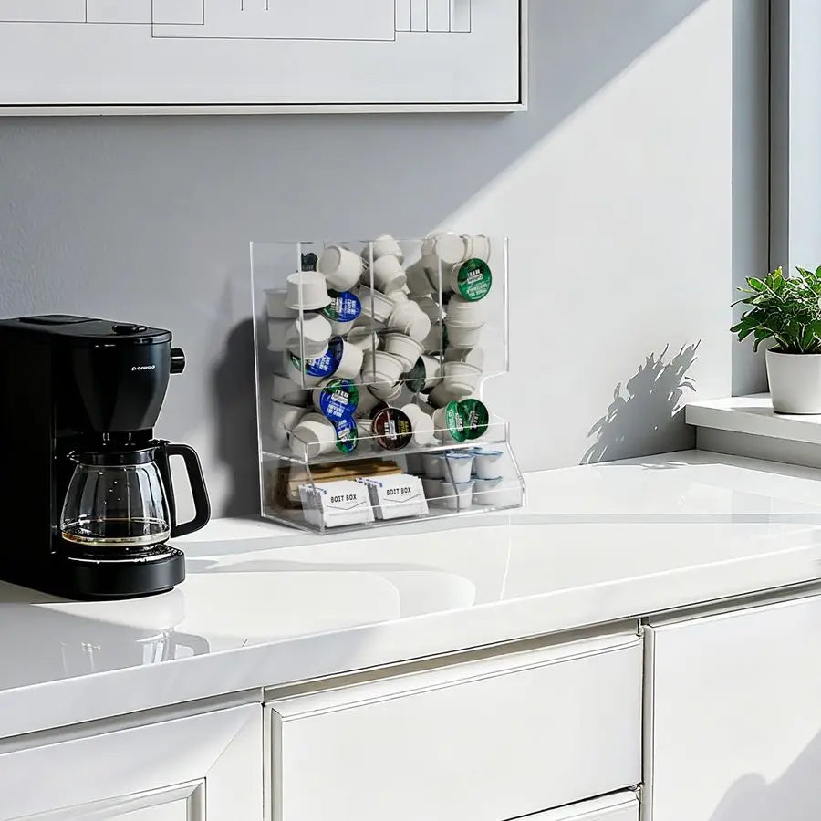 XMSJ Clear Acrylic Coffee Pod Dispenser Organizer Rack