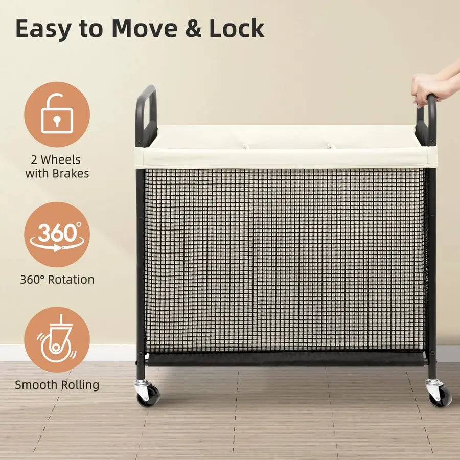Rolling Laundry Hamper With Wheels And Removable Bag