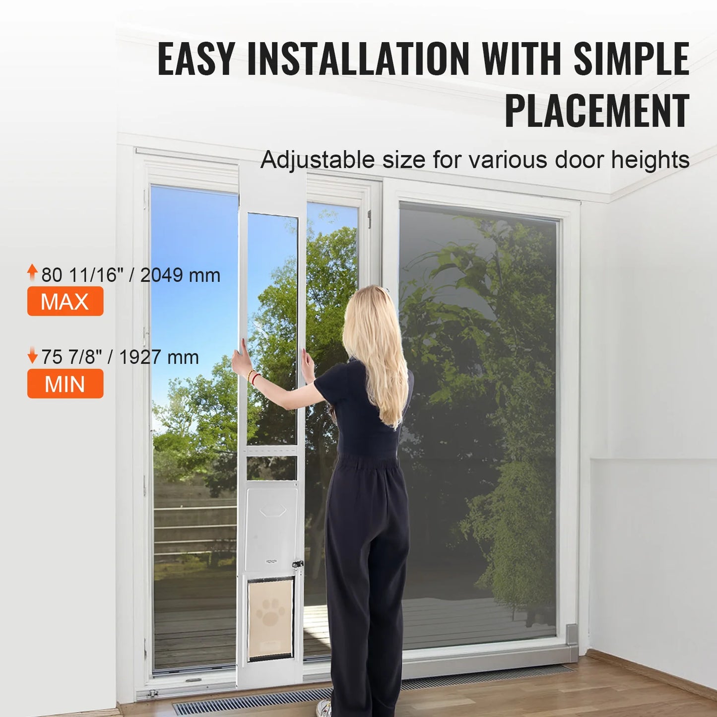 Dog Door for Sliding Glass Door Aluminum Frame Tempered Glass
