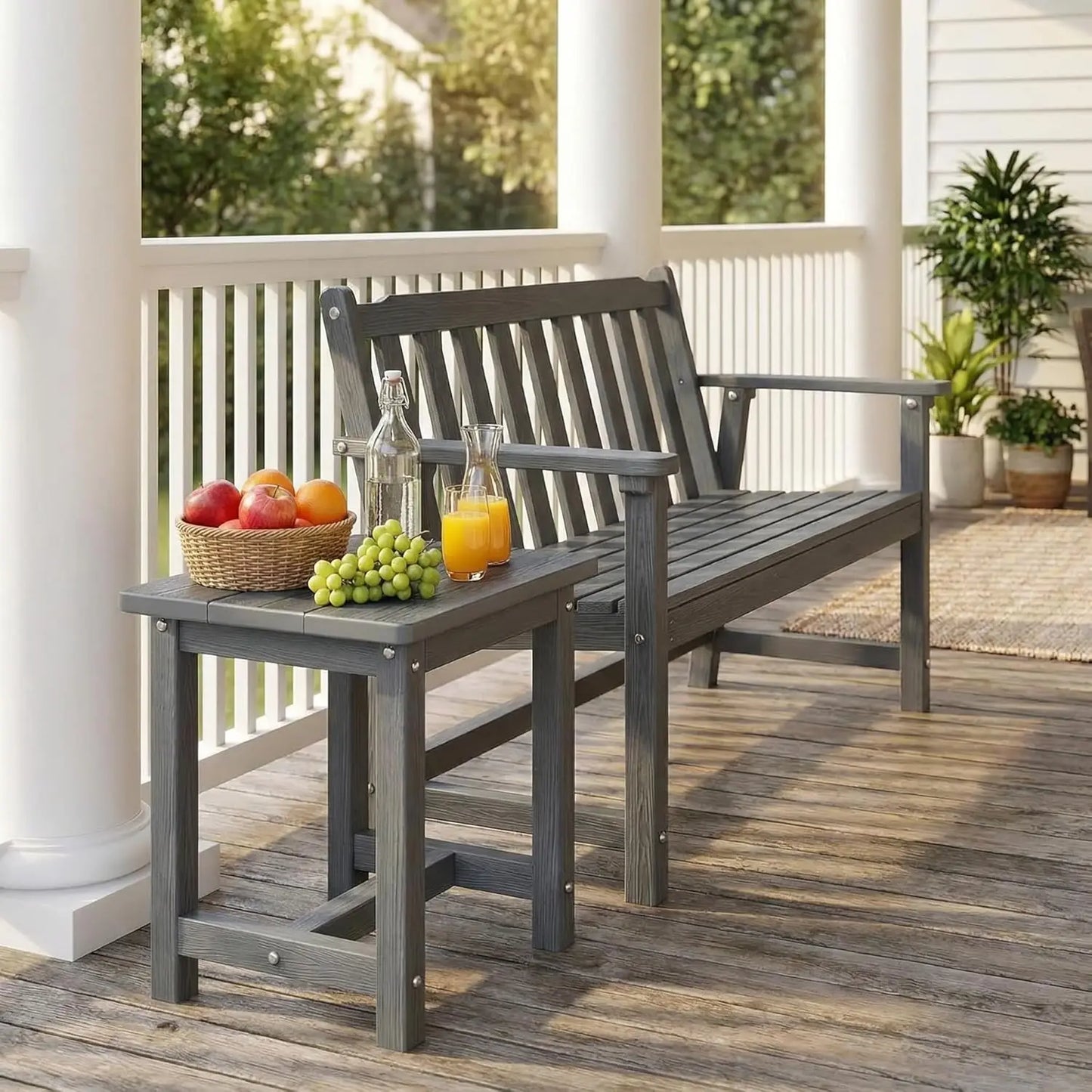 HDPE Outdoor Garden Bench All Weather Patio And Backyard