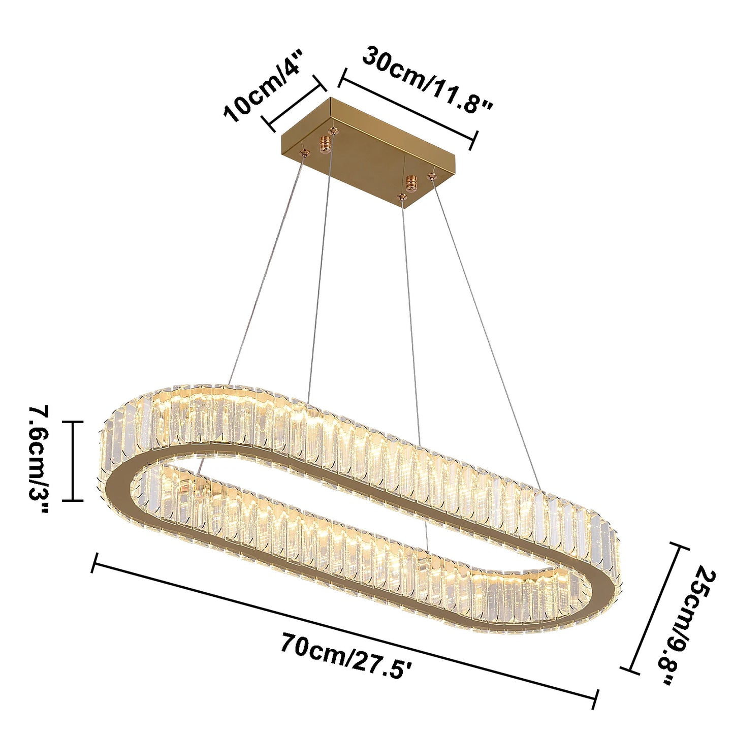 VETRULUS Modern Crystal Oval LED Chandelier Ceiling Light Fixture