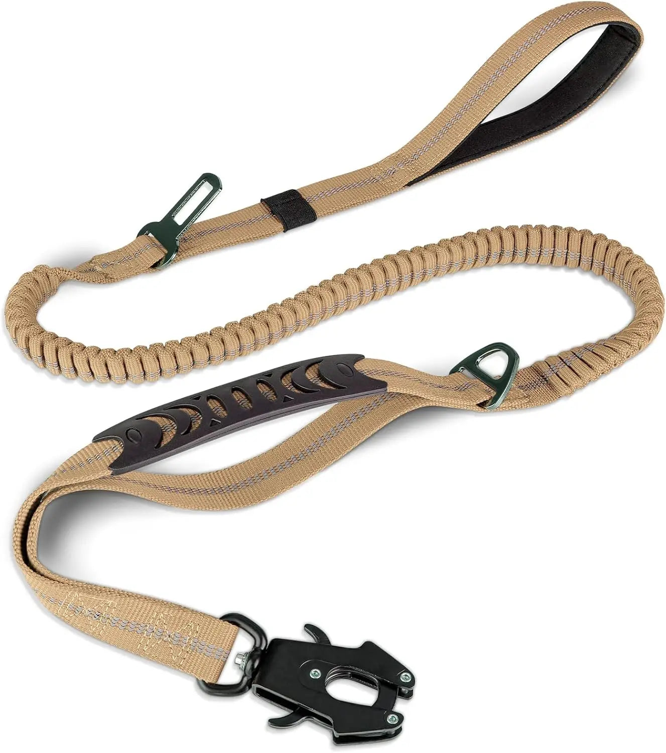 Reflective Shock Absorbing Tactical Dog Leash With Seatbelt