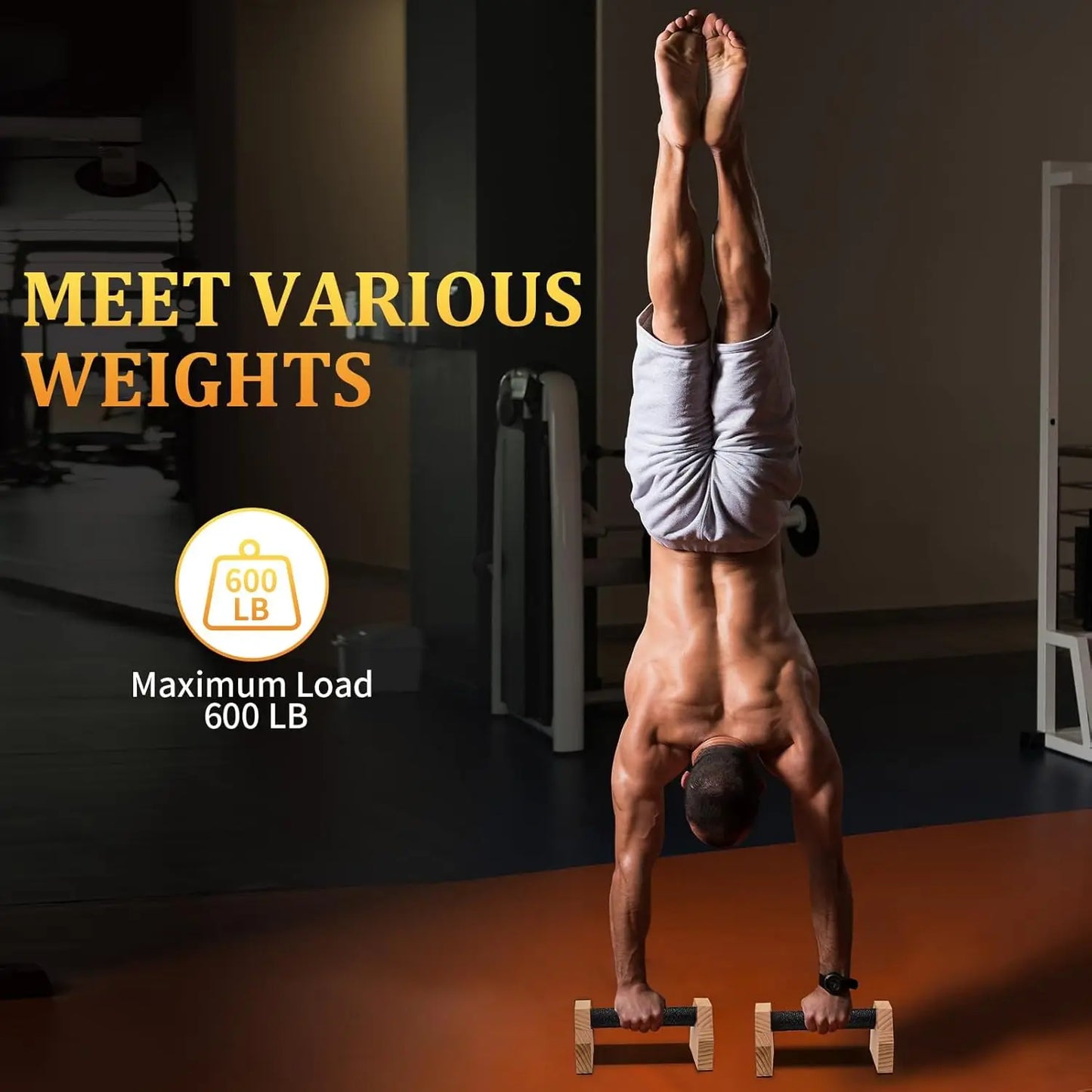 Wood Pushup Bars With Non Slip Base Home Workout Equipment
