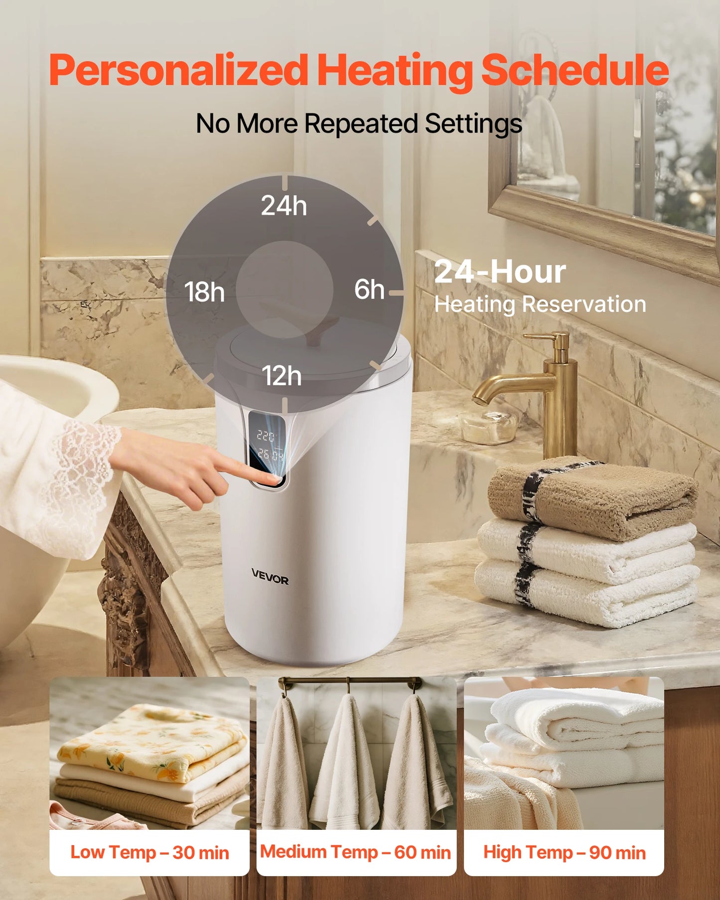 SucceBuy Towel Warmer Bucket With LED Light And Temperature Control