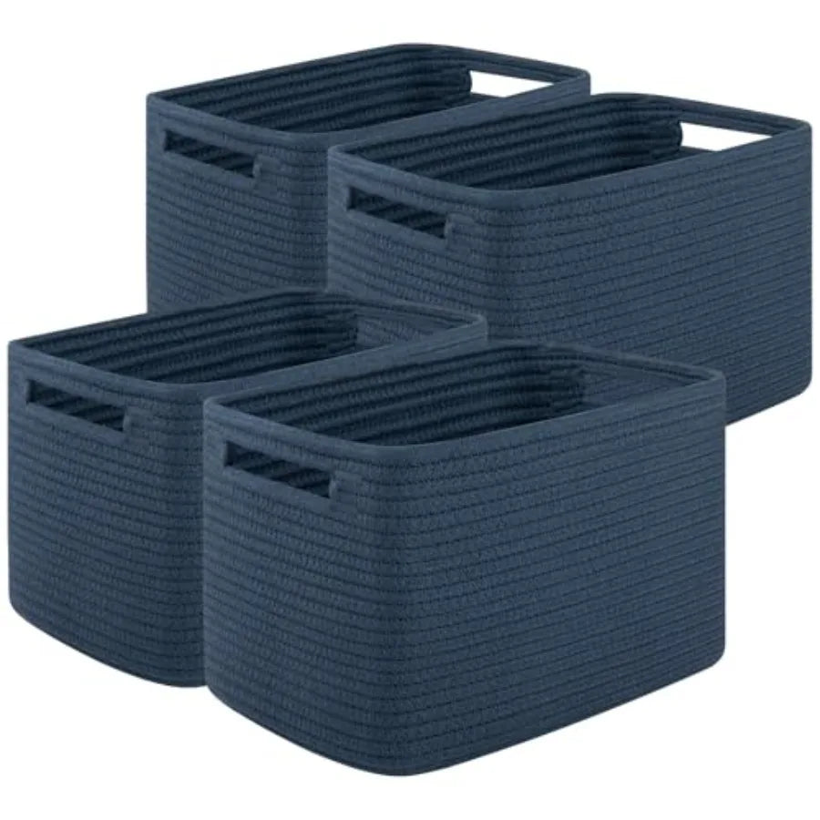 Woven Storage Baskets for Shelves and Organizing Cotton Rope Bins