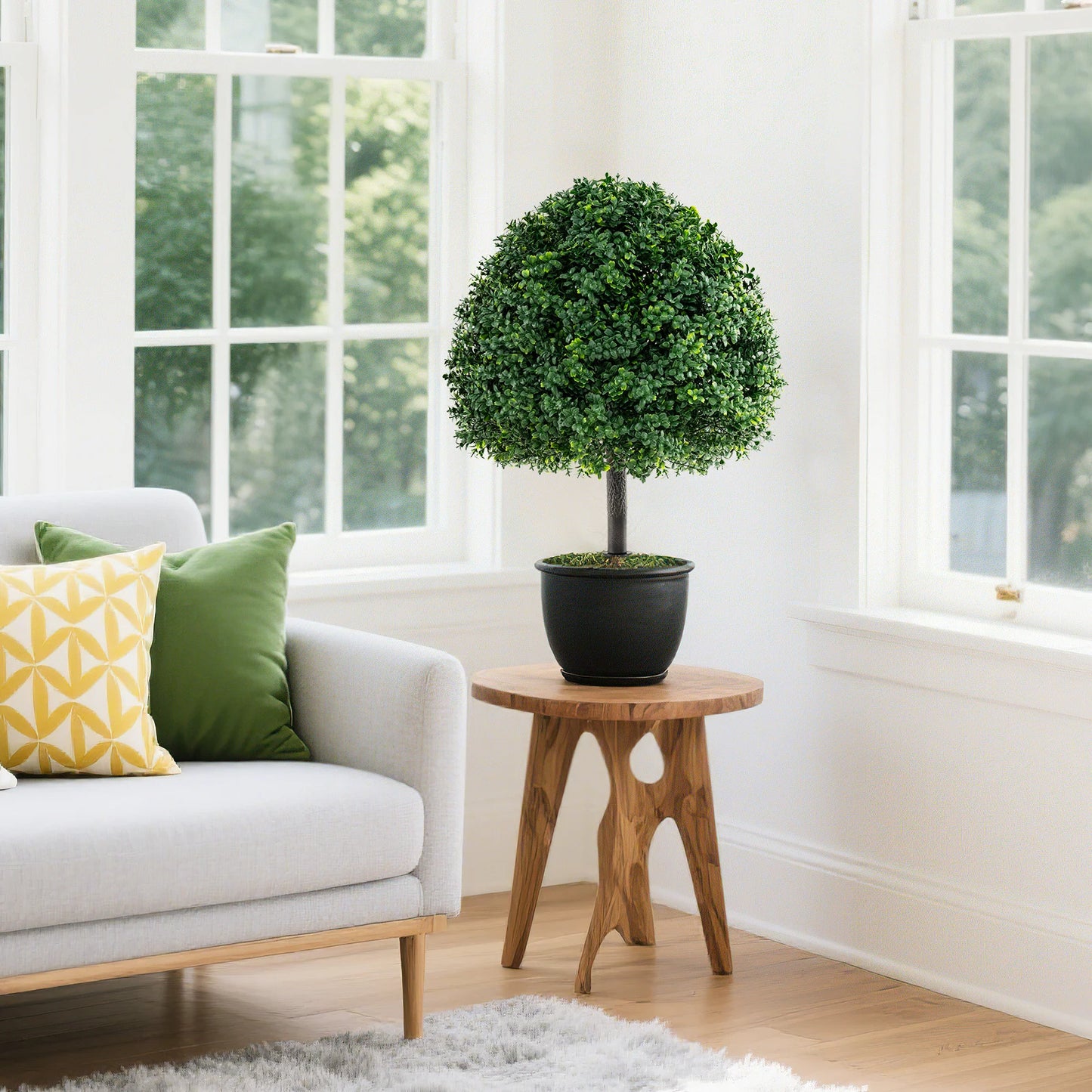 LIFEZEAL Boxwood Topiary Tree Set 2pcs With Ground Spikes