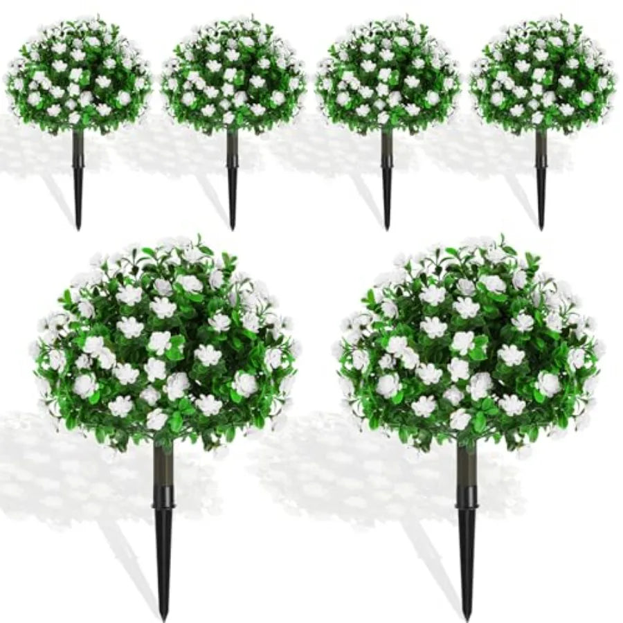 Boxwood Topiary Set Of 6 Outdoor Faux Shrubs UV Resistant