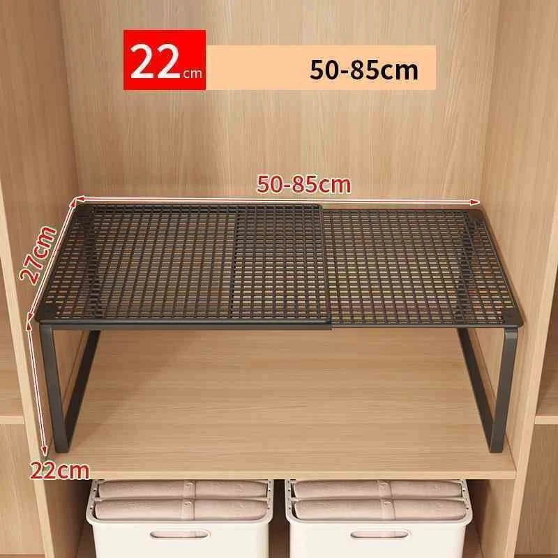 Stackable Telescopic Closet Shelf Bamboo Wardrobe Organizer With Dividers