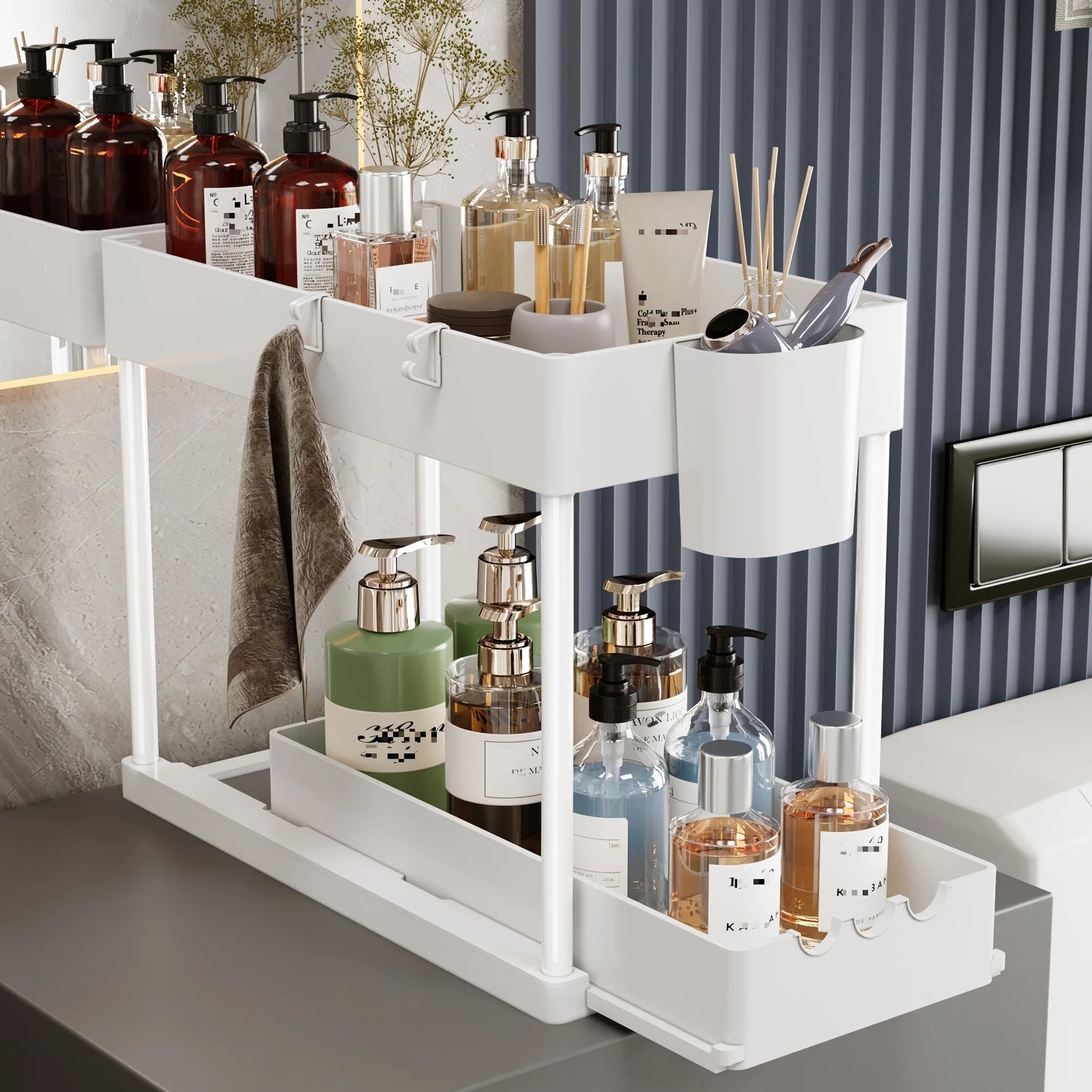 Double-Layer Pull-Out Cabinet Organizer For Under Sink Kitchen Storage
