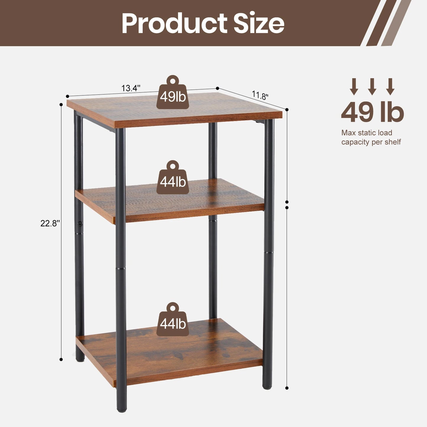 JHK End Table With Adjustable Feet Space Saving Frame