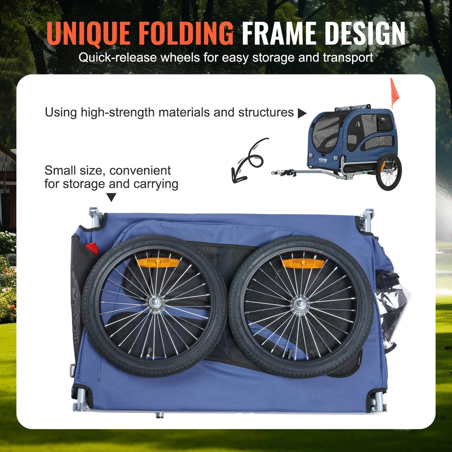 Pet Bicycle Carrier Dog Trailer With Coupler Reflectors Flag Collapsible