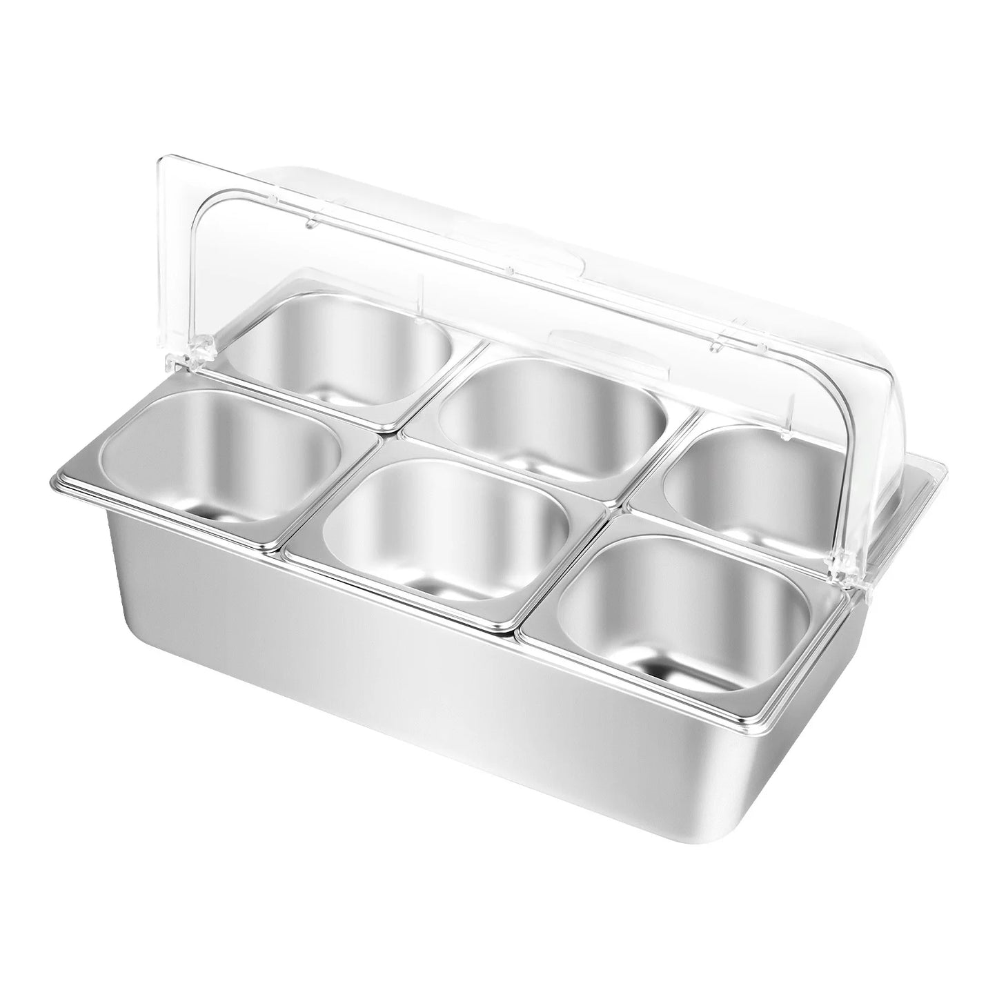 Bymaocar Countertop Buffet Tray With 6 Pans Condiment Dispenser
