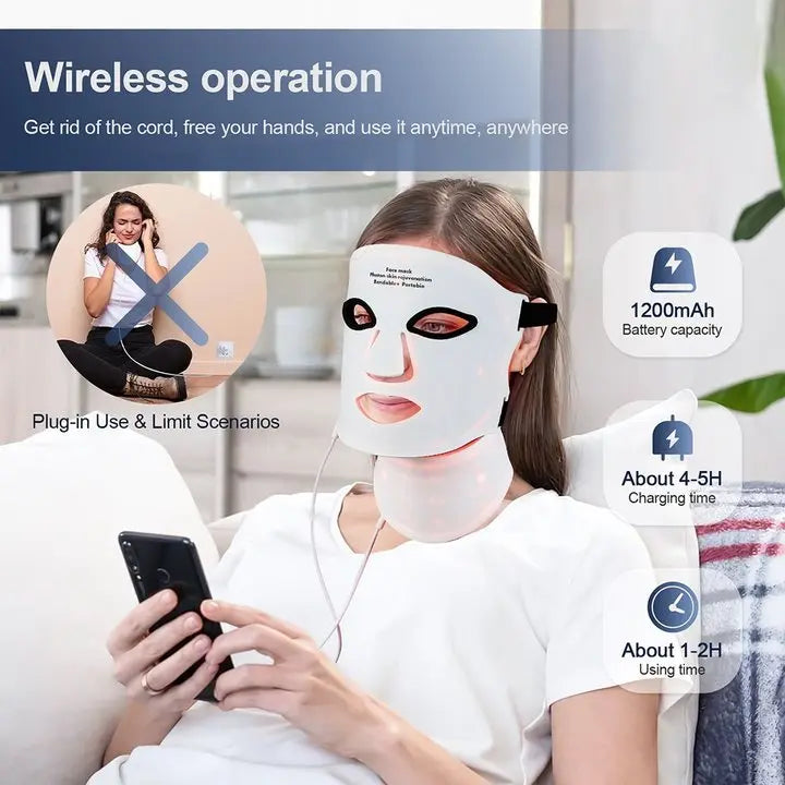 Foreverlily Silicone LED Mask With Neck Infrared Red Light Therapy