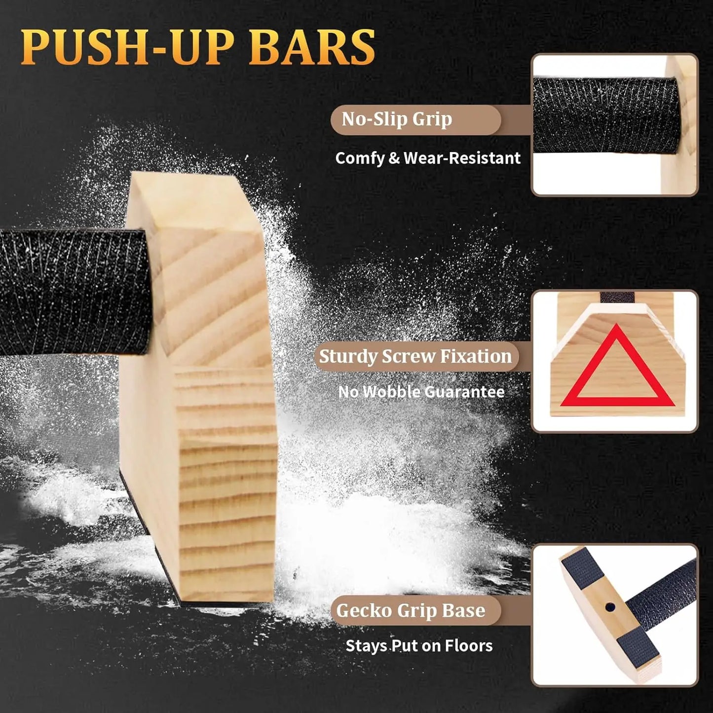Wood Pushup Bars With Non Slip Base Home Workout Equipment