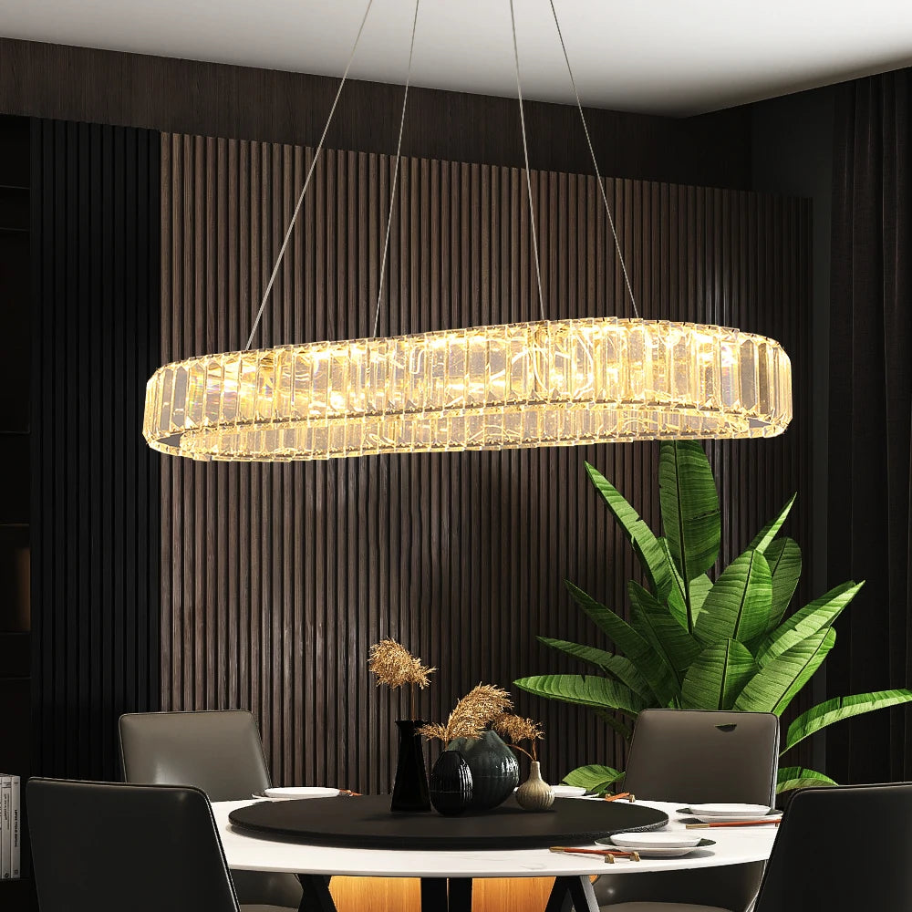 VETRULUS Modern Crystal Oval LED Chandelier Ceiling Light Fixture