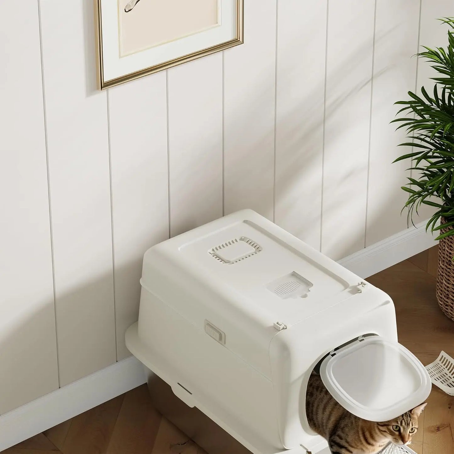 HiMISS Stainless Steel Cat Litter Box Odor Free Anti Leak