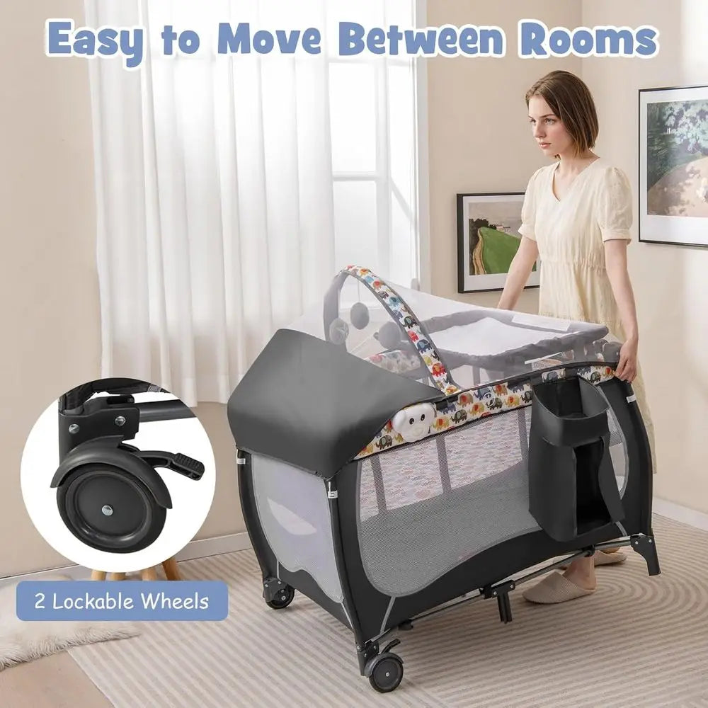 4 In 1 Baby Playard With Bassinet And Changing Table