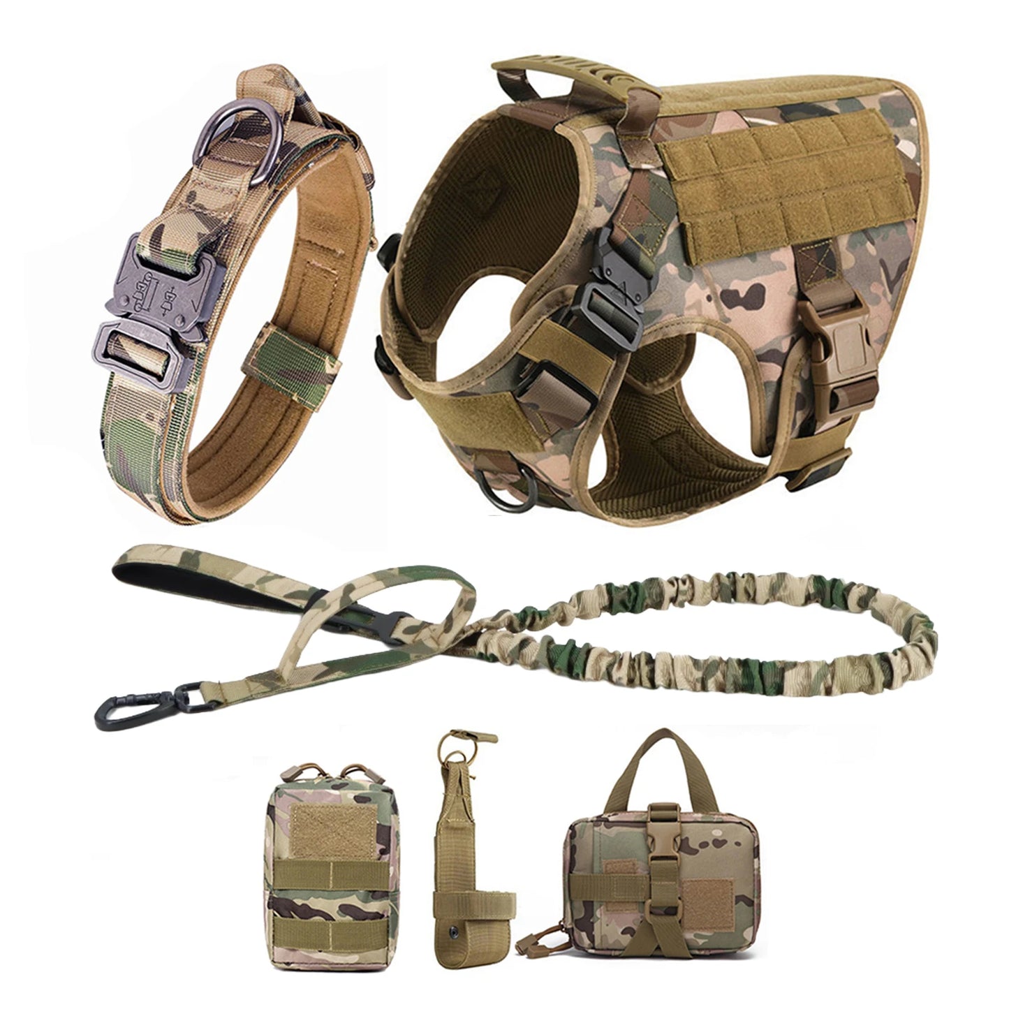 PETRAVEL CN Tactical Dog Harness Set With MOLLE Pouches