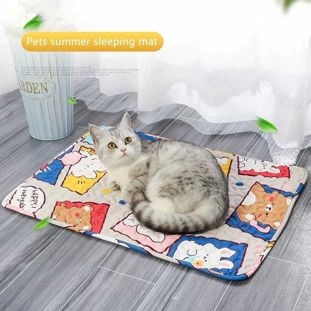 Cooling Ice Silk Pet Mat for Dogs and Cats Cushion