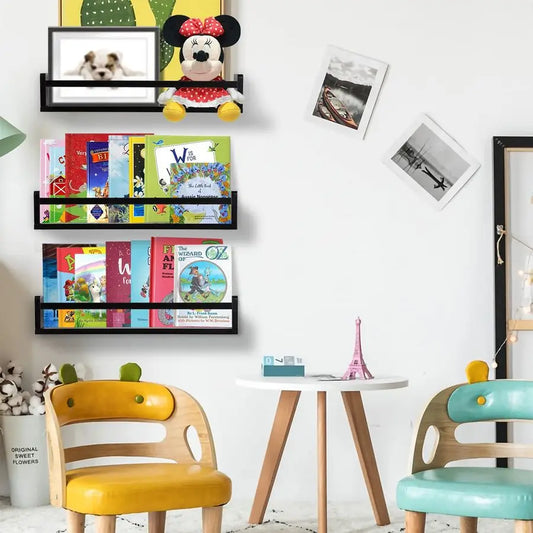 Classic Nursery Bookshelves Set Of 3 Wooden Floating Shelves