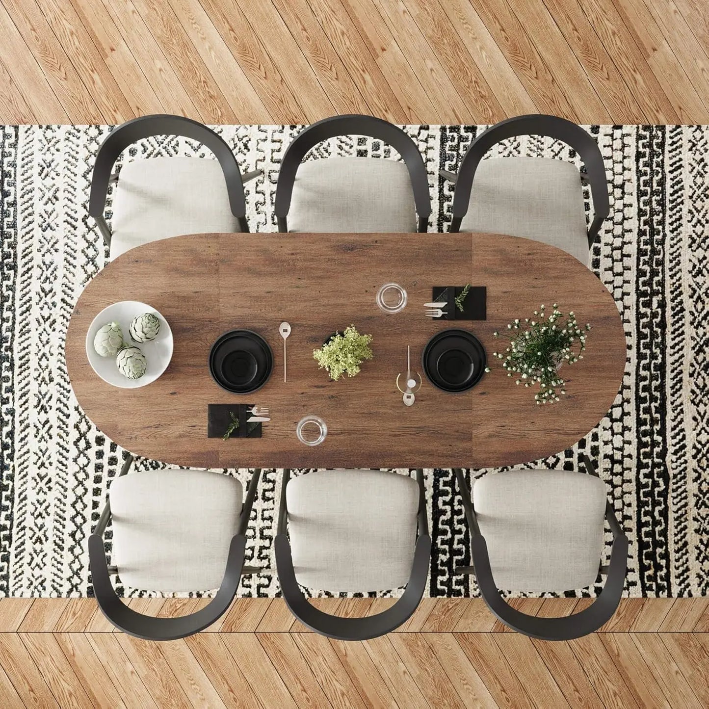 Rustic Oval Dining Table For 6 To 8 People Farmhouse Wood