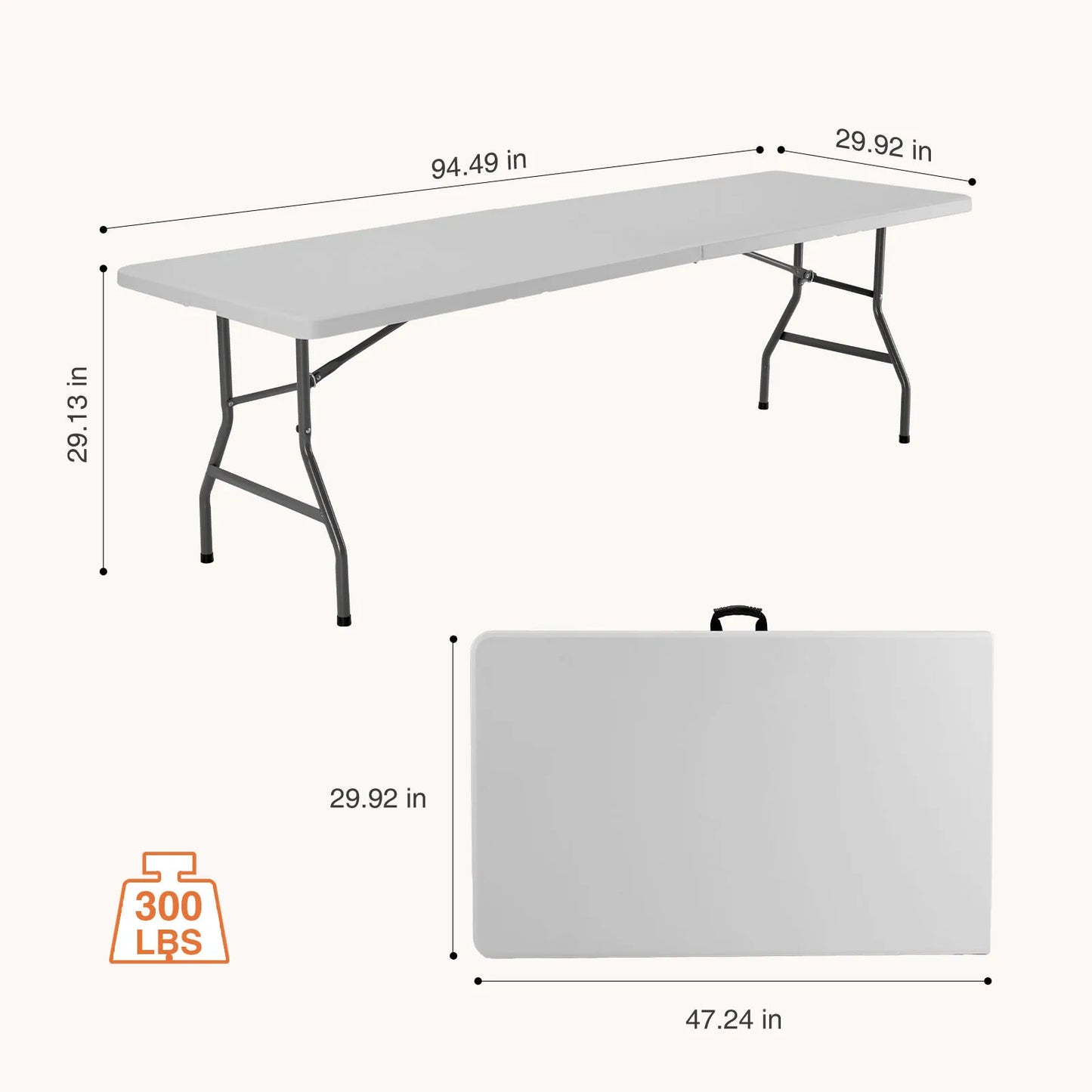 JHK Portable Folding Outdoor Indoor Table Heavy Duty With Handle