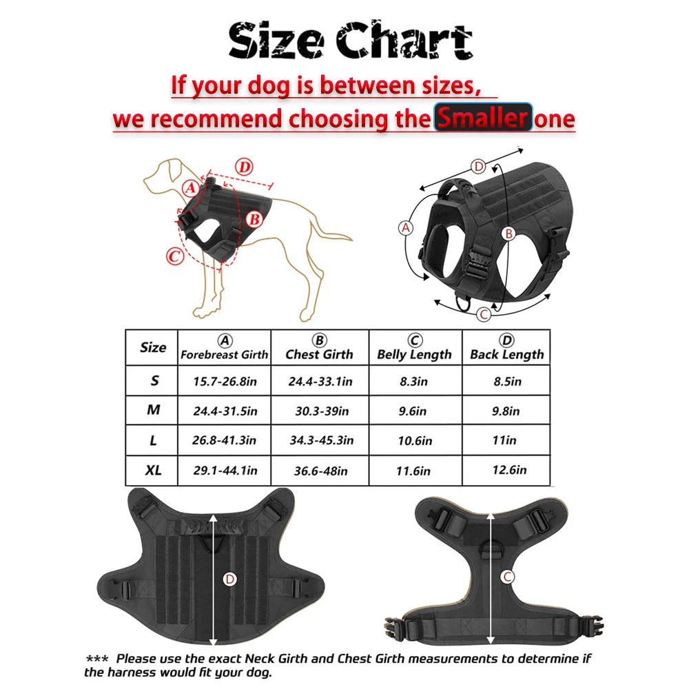 PETRAVEL Tactical Dog Harness Leash Set for Large Dogs No Pull Vest