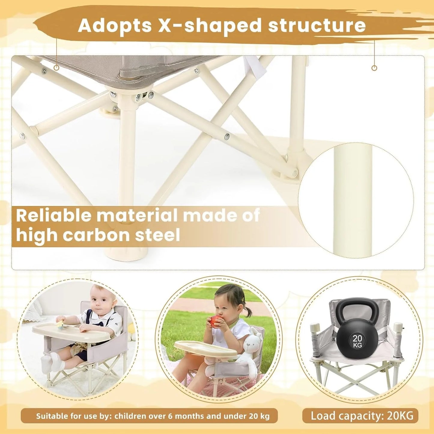 Ubravoo Durable Baby High Chair With Adjustable Footrest