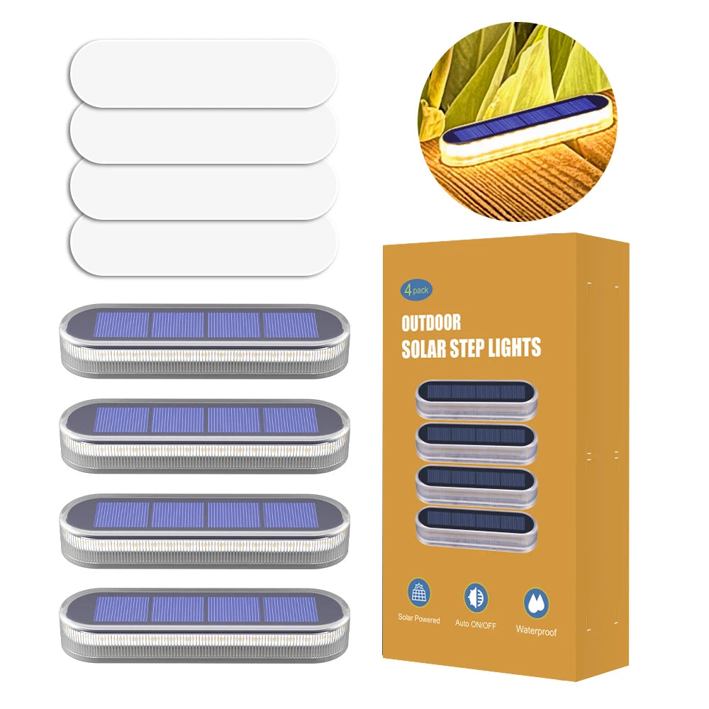 4 Pack Solar Deck Lights IP68 Waterproof Auto On Off