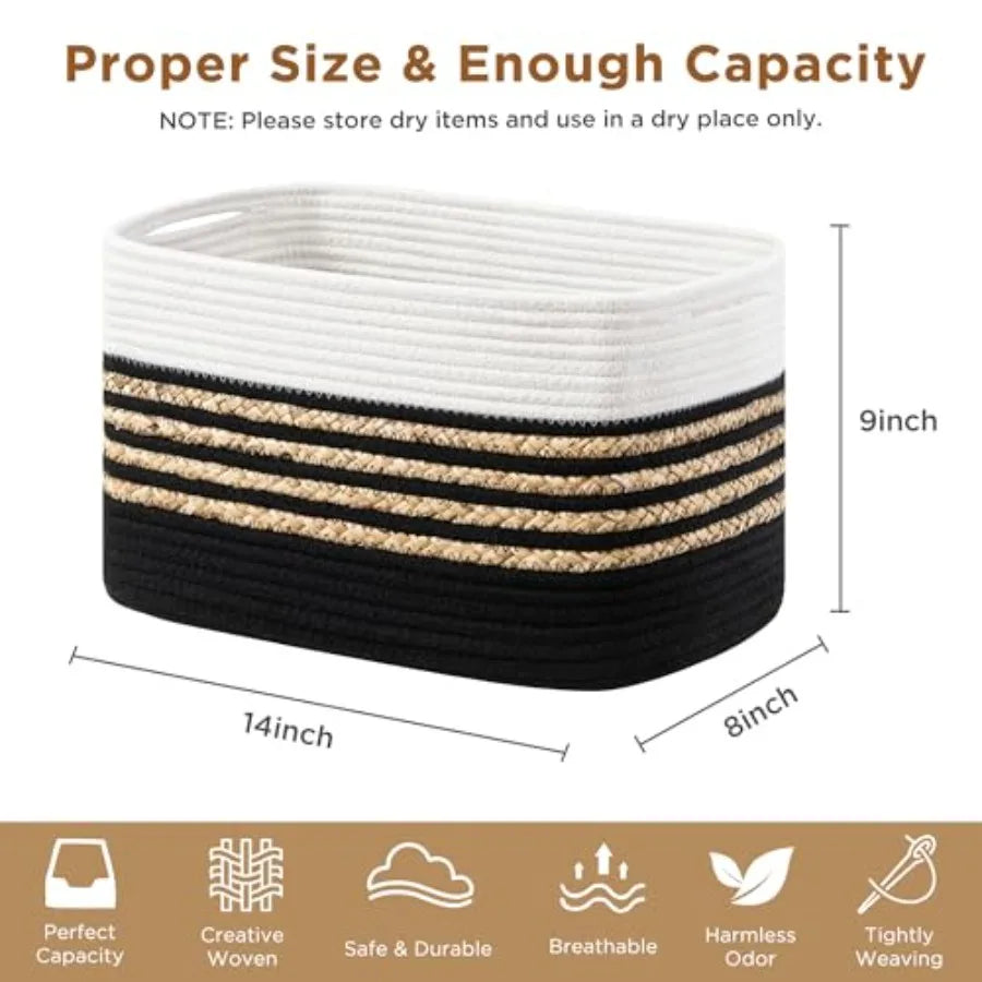 Woven Storage Baskets For Toys And Towels With Handles
