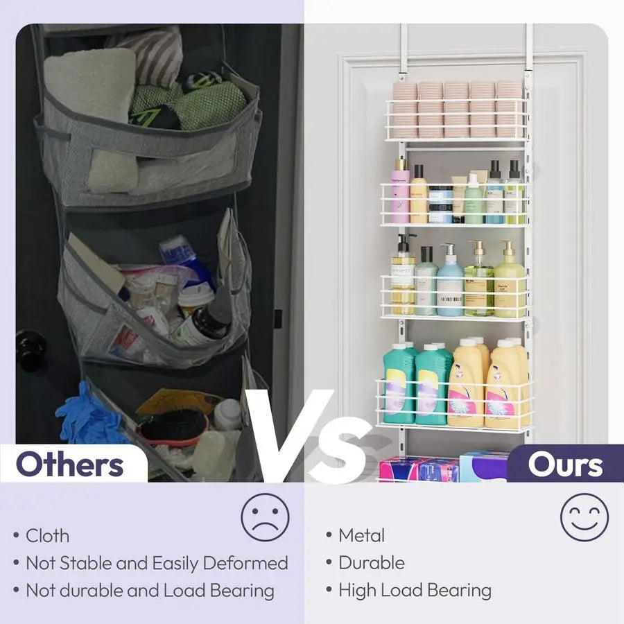 Over The Door Organizer With 5 Baskets And 6 Hooks
