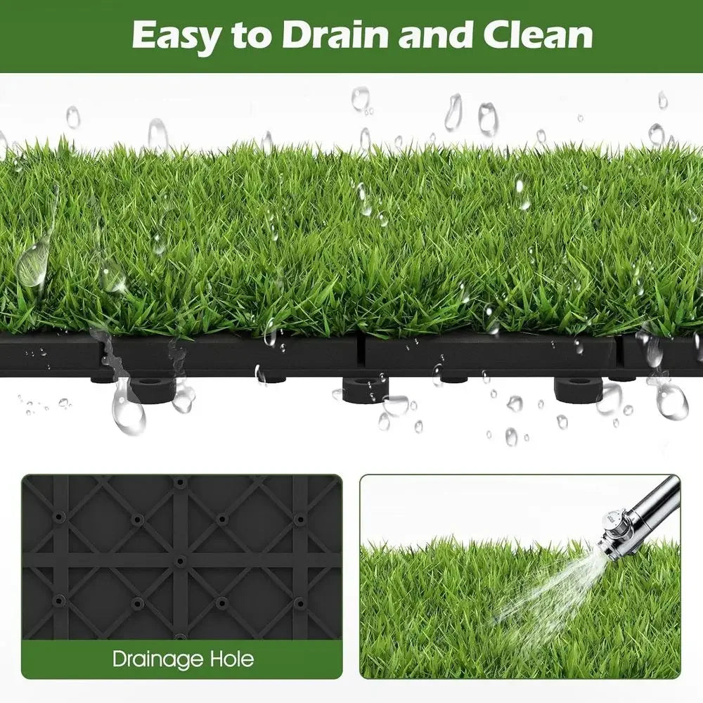 Interlocking Artificial Grass Tiles 30 Piece For Indoor And Outdoor Flooring