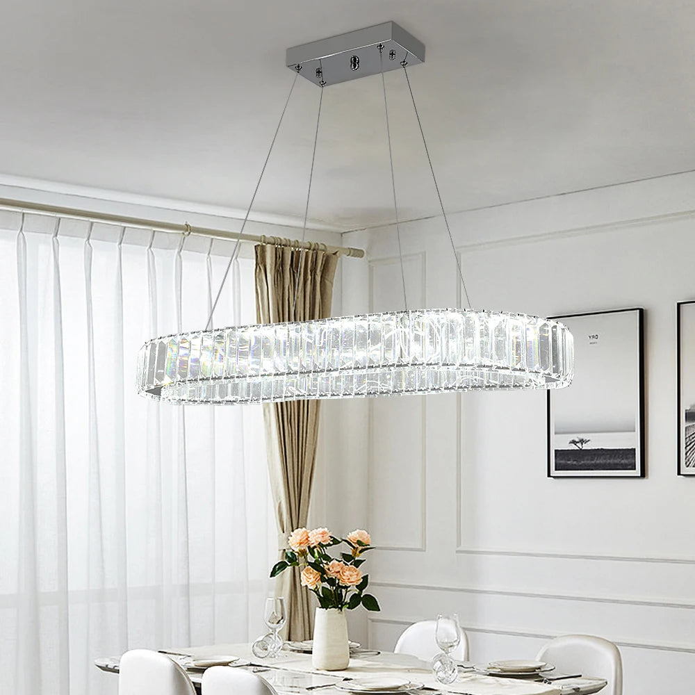 VETRULUS Modern Crystal Oval LED Chandelier Ceiling Light Fixture