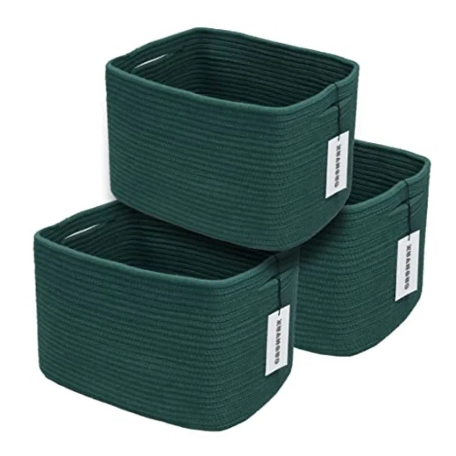 Cotton Rope Woven Storage Basket For Organizing Shelves And Cabinets