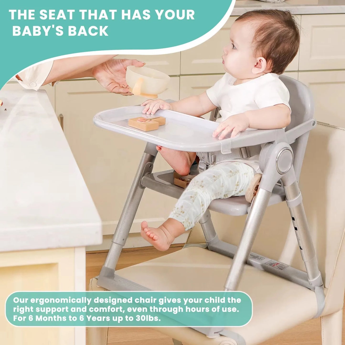 Portable Baby Folding Booster Seat High Chair For Dining