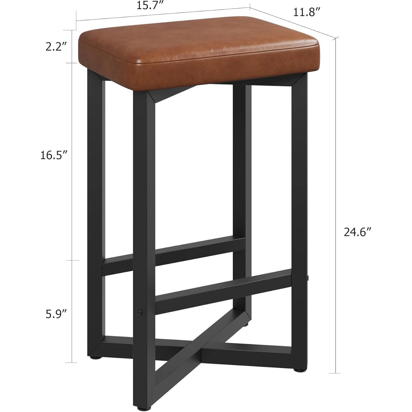HobbyLane Backless Bar Stools Set With XFrame PU Leather