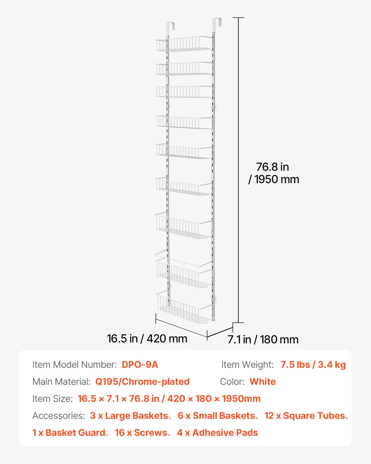 SucceBuy Over Door Pantry Organizer 6 Tier Heavy Duty Steel