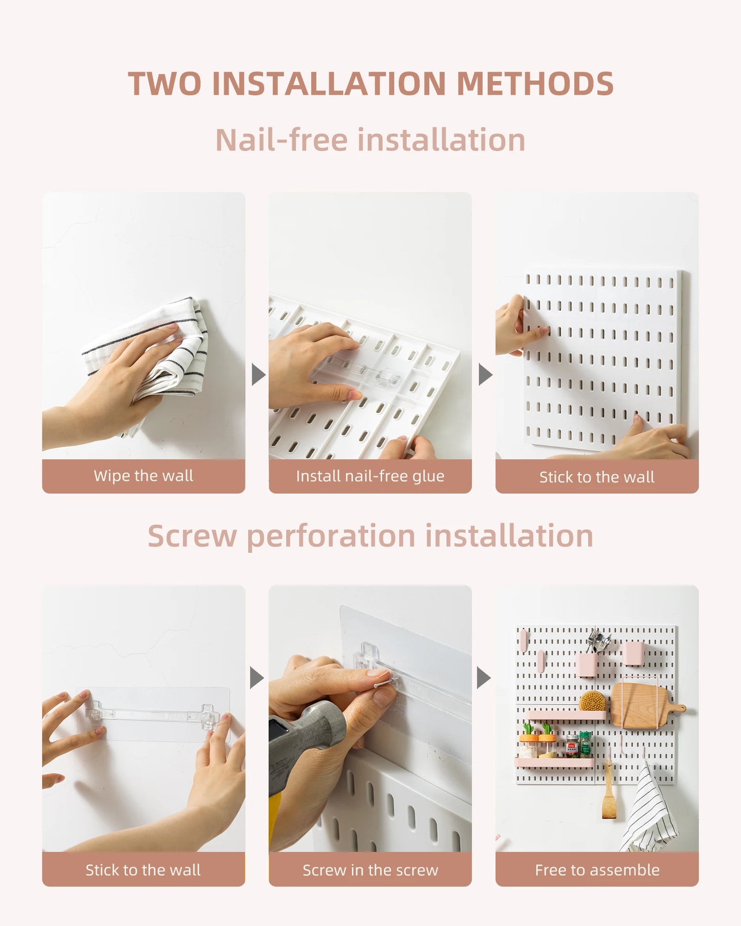 Deli Pegboard Combination Kit 4 Pieces Storage Wall Mount